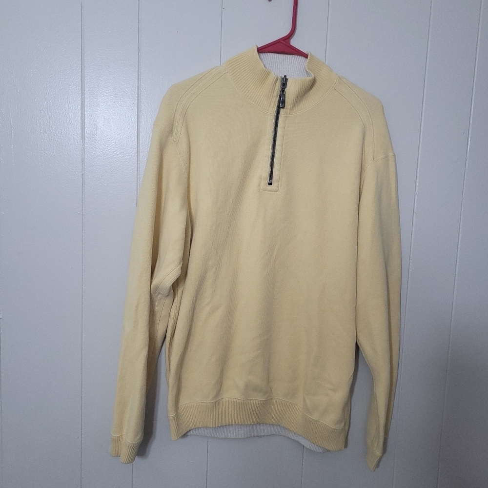 Tommy Bahama 1/4 Zip Sweater Men’s Yellow Pullover Preppy Island Casual Golf